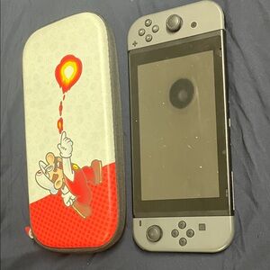 Nintendo Switch Console with Mario Themed Case - Gray